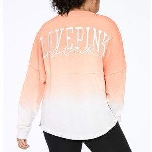 PINK‎ Victoria's Secret Varsity Oversized Orange Ombré Long Sleeve Sweatshirt